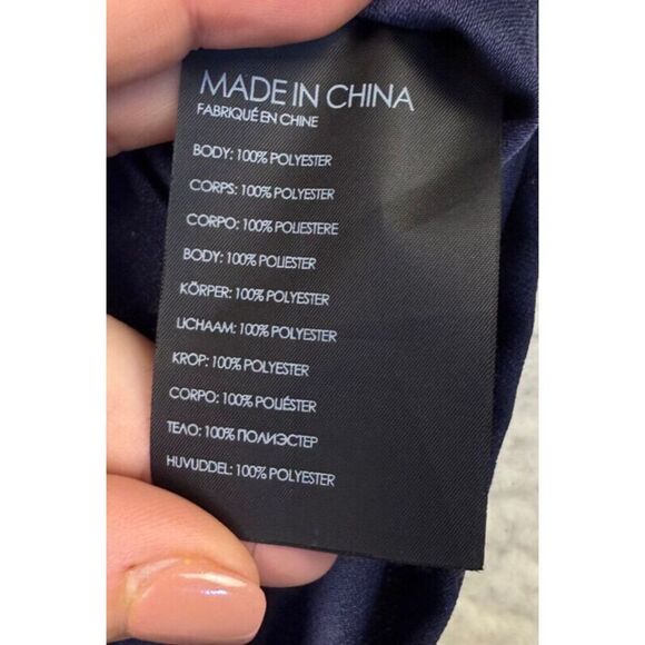 Club Monaco Navy Blouse V-Neck Bow Tie Shoulder Cold Shoulder Size Small - Picture 9 of 9